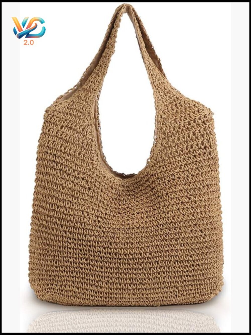 Hand-Woven Large Straw Shoulder Bag Boho Tote Retro Summer Beach Bag Rattan